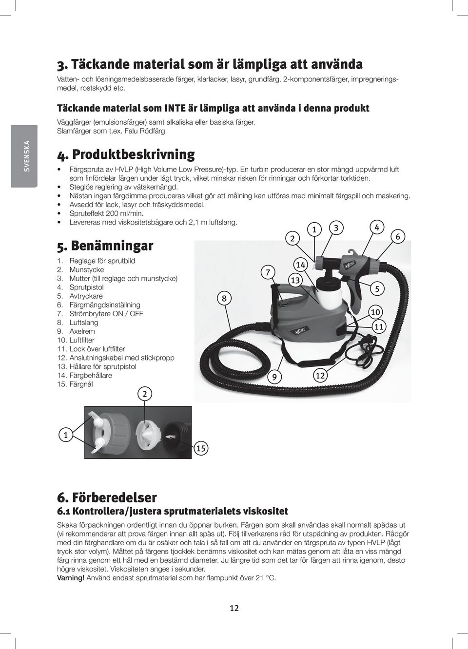 Produktbeskrivning Färgspruta av HVLP (High Volume Low Pressure)-typ.