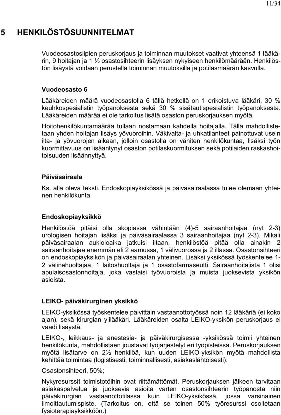Vuodosasto 6 Lääkäridn määrä vuodosastolla 6 tällä htkllä on 1 rikoistuva lääkäri, 30 % kuhkospsialistin työpanokssta skä 30 % sisätautispsialistin työpanokssta.