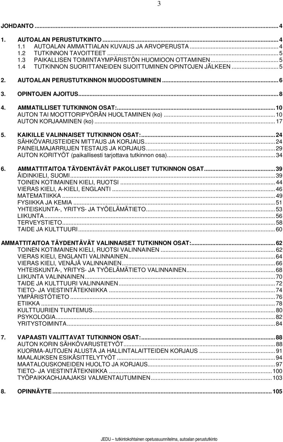 KAIKILLE VALINNAISET TUTKINNON OSAT:... 24 SÄHKÖVARUSTEIDEN MITTAUS JA KORJAUS... 24 PAINEILMAJARRUJEN TESTAUS JA KORJAUS... 29 AUTON KORITYÖT (paikallisesti tarjottava tutkinnon osa)... 34 6.