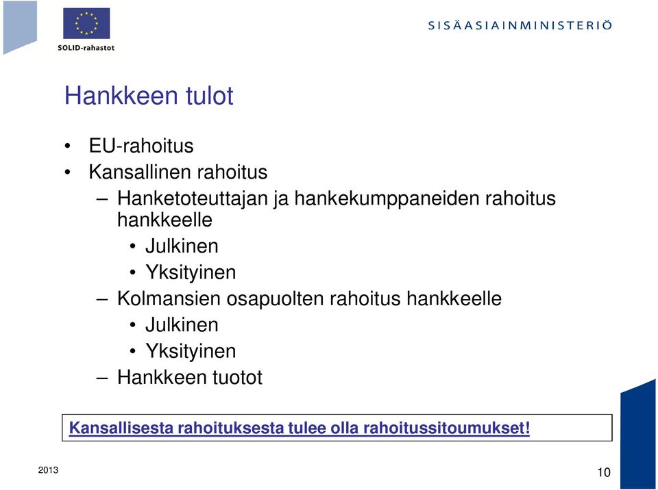 Kolmansien osapuolten rahoitus hankkeelle Julkinen Yksityinen