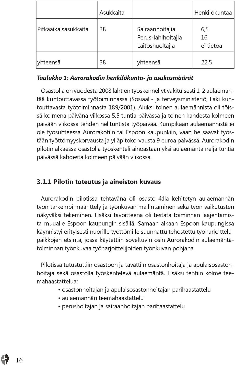 Aluksi toinen aulaemännistä oli töissä kolmena päivänä viikossa 5,5 tuntia päivässä ja toinen kahdesta kolmeen päivään viikossa tehden nelituntista työpäivää.