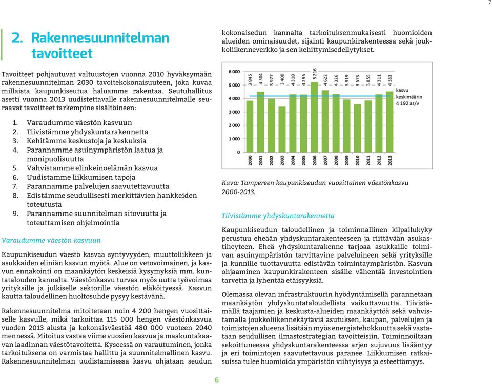 Seutuhallitus asetti vuonna 2013 uudistettavalle rakennesuunnitelmalle seuraavat tavoitteet tarkempine sisältöineen: 1. Varaudumme väestön kasvuun 2. Tiivistämme yhdyskuntarakennetta 3.