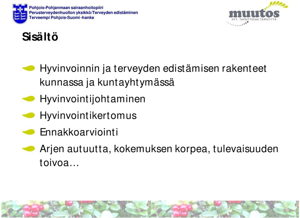 Hyvinvointijohtaminen Hyvinvointikertomus