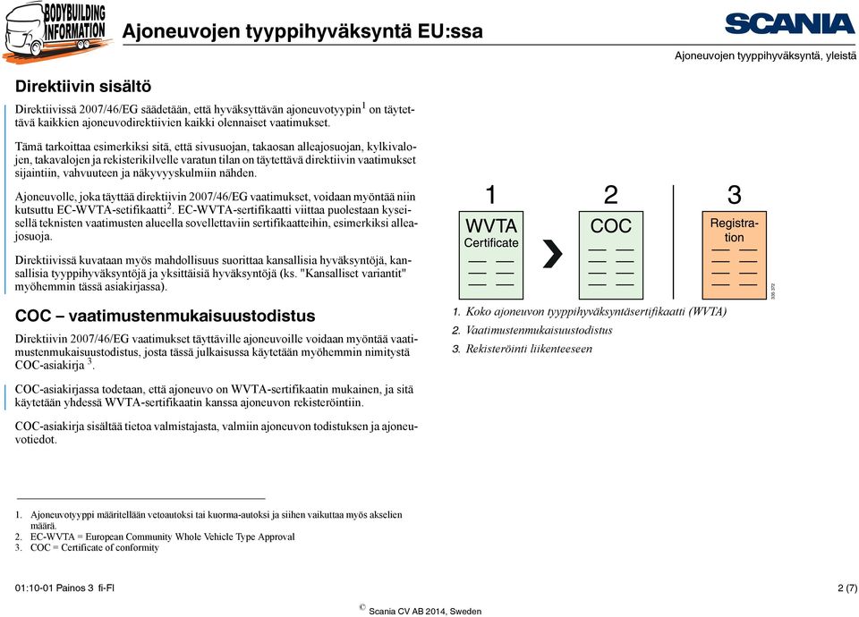 Tämä tarkoittaa esimerkiksi sitä, että sivusuojan, takaosan alleajosuojan, kylkivalojen, takavalojen ja rekisterikilvelle varatun tilan on täytettävä direktiivin vaatimukset sijaintiin, vahvuuteen ja