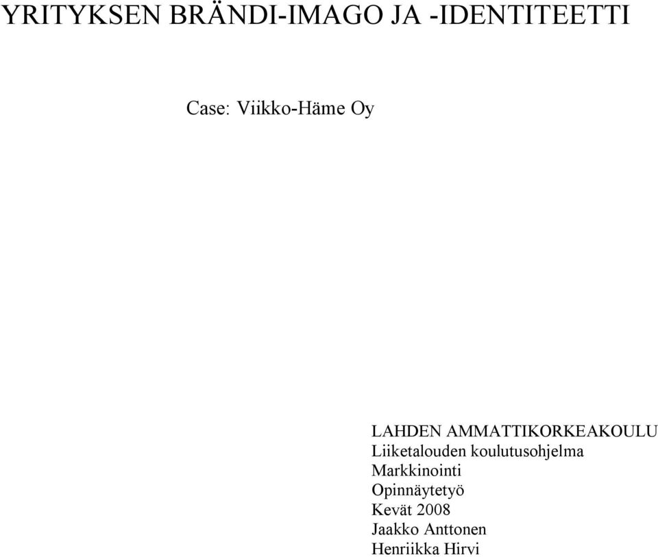 Liiketalouden koulutusohjelma Markkinointi