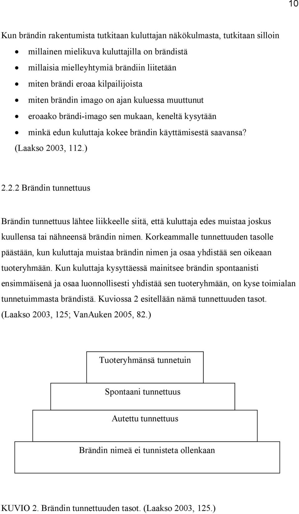 03, 112.) 2.2.2 Brändin tunnettuus Brändin tunnettuus lähtee liikkeelle siitä, että kuluttaja edes muistaa joskus kuullensa tai nähneensä brändin nimen.