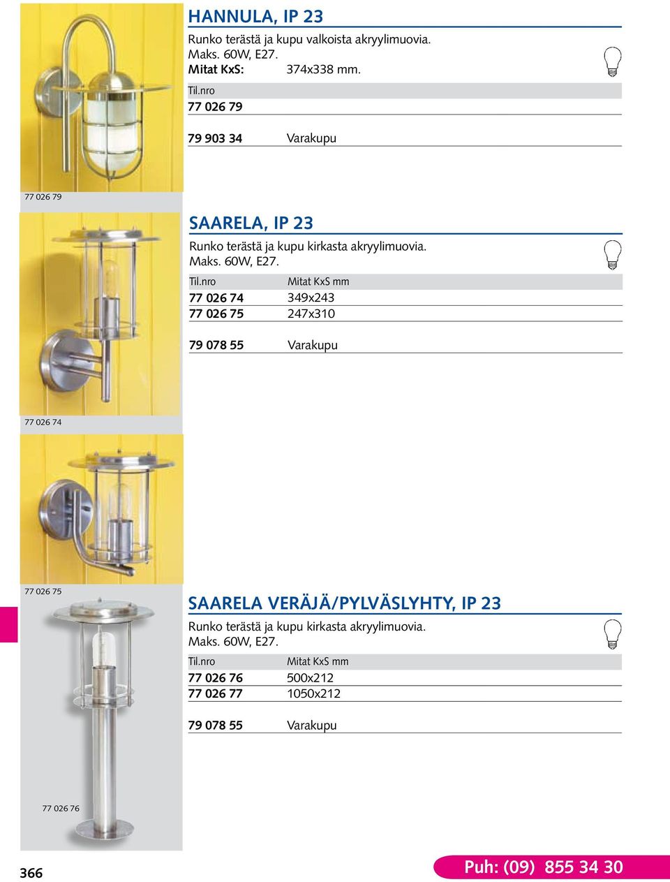 Mitat KxS mm 77 026 74 349x243 77 026 75 247x310 79 078 55 Varakupu 77 026 74 77 026 75 saarela veräjä/pylväslyhty, ip 23