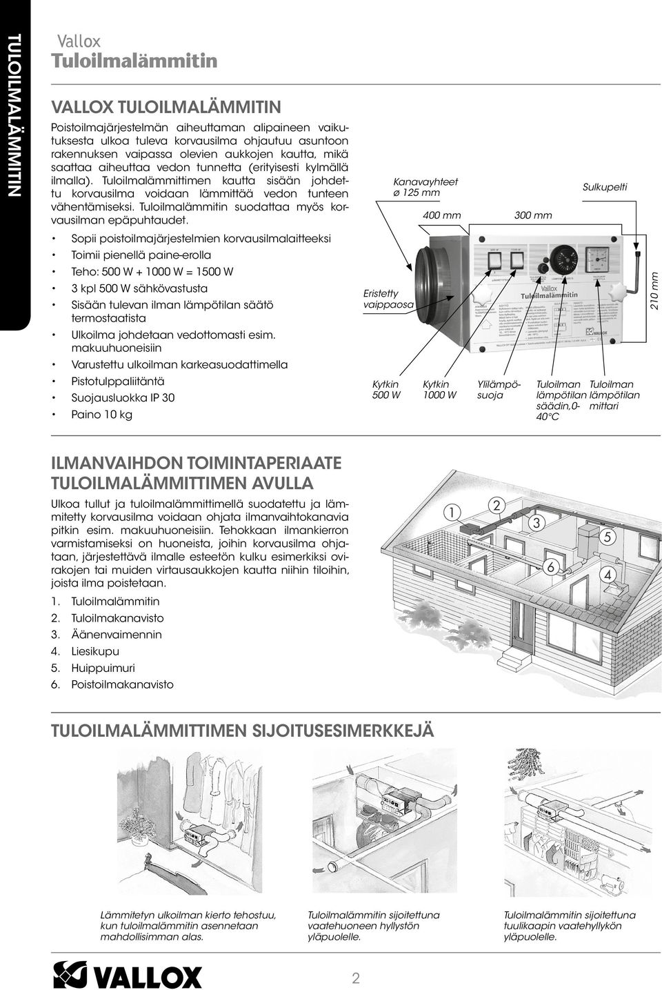 suodattaa myös korvausilman epäpuhtaudet.