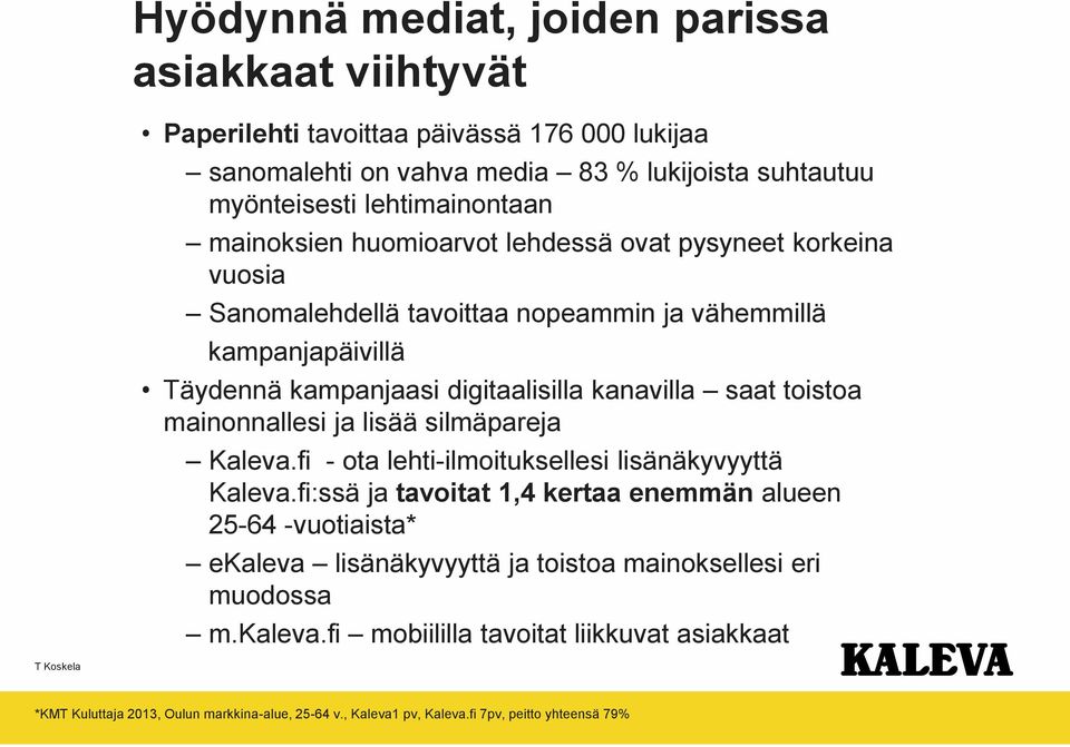 mainonnallesi ja lisää silmäpareja Kaleva.fi - ota lehti-ilmoituksellesi lisänäkyvyyttä Kaleva.