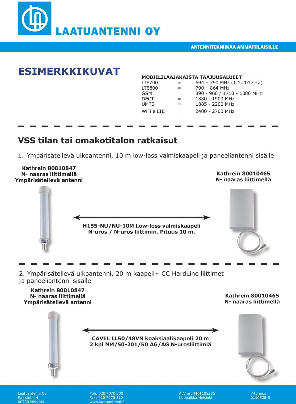 Ympärisäteilevä ulkoantenni, 10 m low-loss valmiskaapeli ja paneeliantenni sisälle Kathrein 80010847 Ympärisäteilevä antenni Kathrein 80010465 H155-NU/NU-10M Low-loss