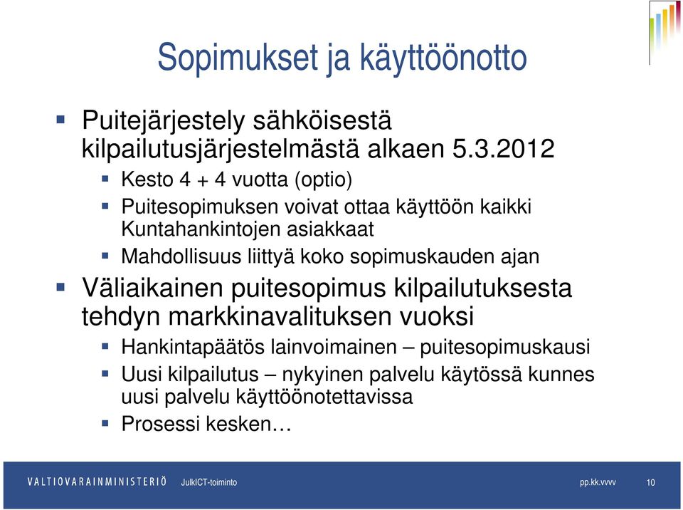 koko sopimuskauden ajan Väliaikainen puitesopimus kilpailutuksesta tehdyn markkinavalituksen vuoksi Hankintapäätös lainvoimainen