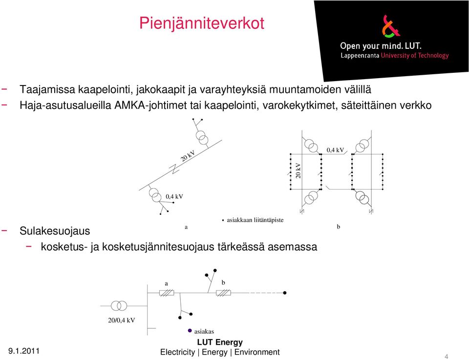 varokekytkimet, säteittäinen verkko 20 kv 20 kv 0,4 kv 0,4 kv Sulakesuojaus