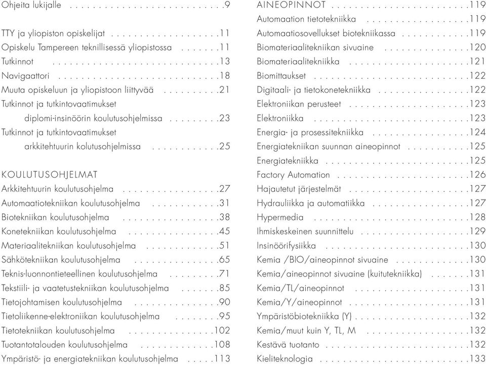 ........23 Tutkinnot ja tutkintovaatimukset arkkitehtuurin kolutusohjelmissa............25 KOULUTUSOHJELMAT Arkkitehtuurin koulutusohjelma.................27 Automaatiotekniikan koulutusohjelma.