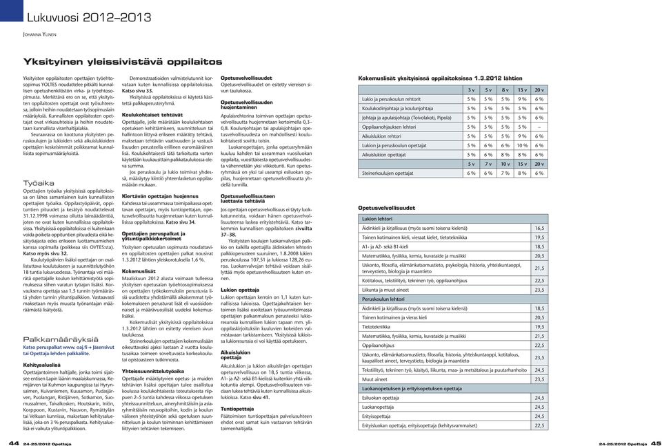 Kunnallisten oppilaitosten opettajat ovat virkasuhteisia ja heihin noudatetaan kunnallista viranhaltijalakia.