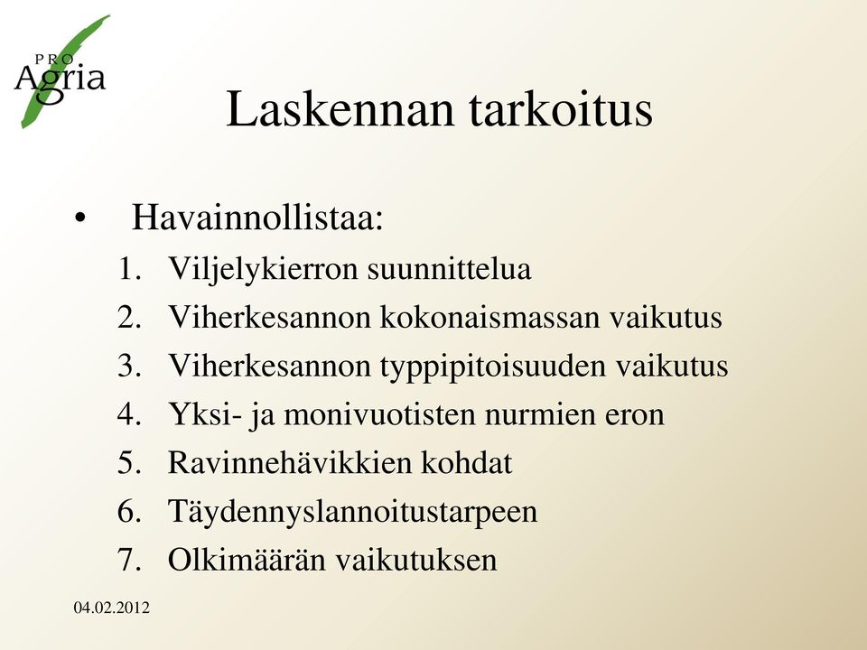 Viherkesannon typpipitoisuuden vaikutus 4.