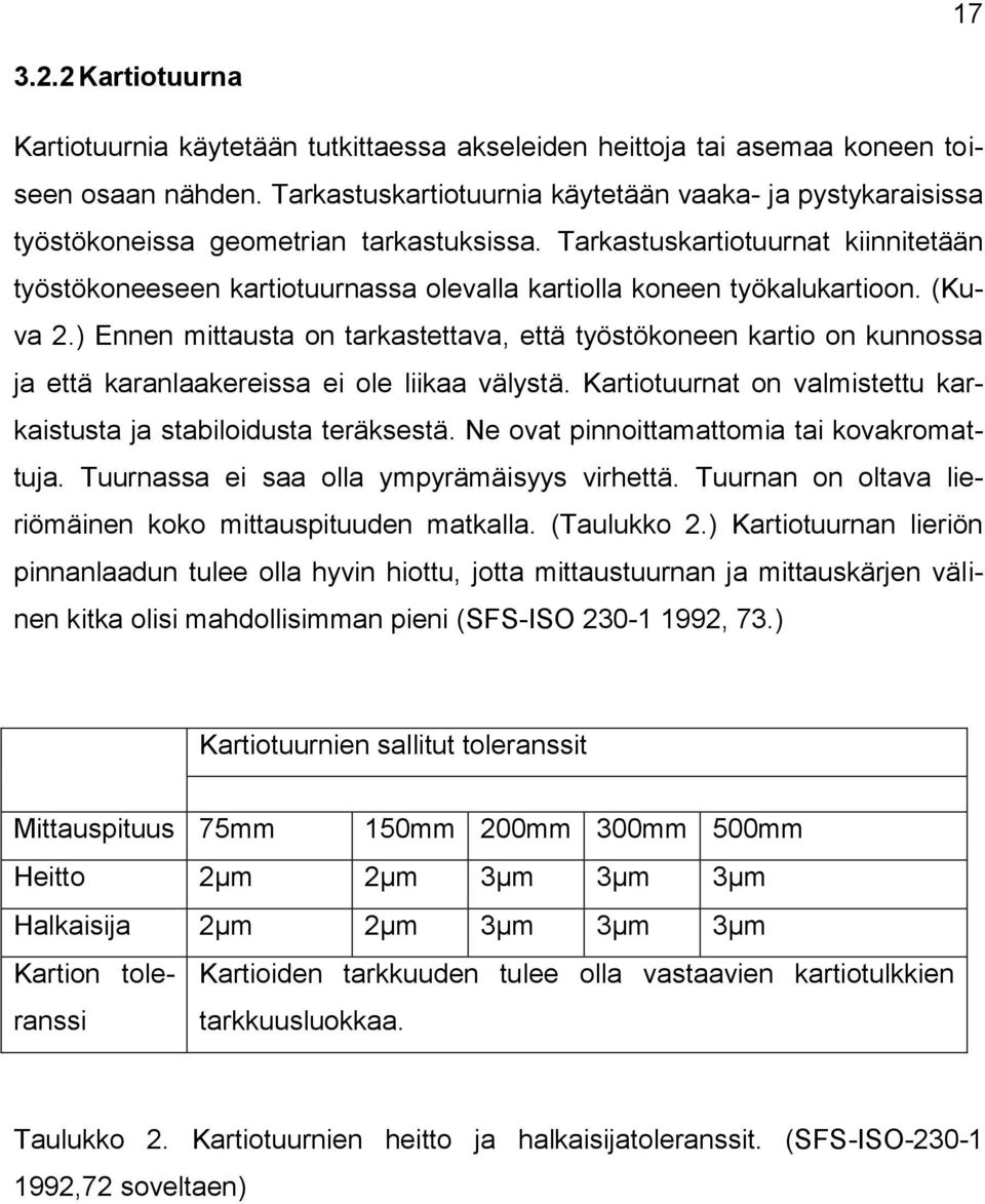 Tarkastuskartiotuurnat kiinnitetään työstökoneeseen kartiotuurnassa olevalla kartiolla koneen työkalukartioon. (Kuva 2.