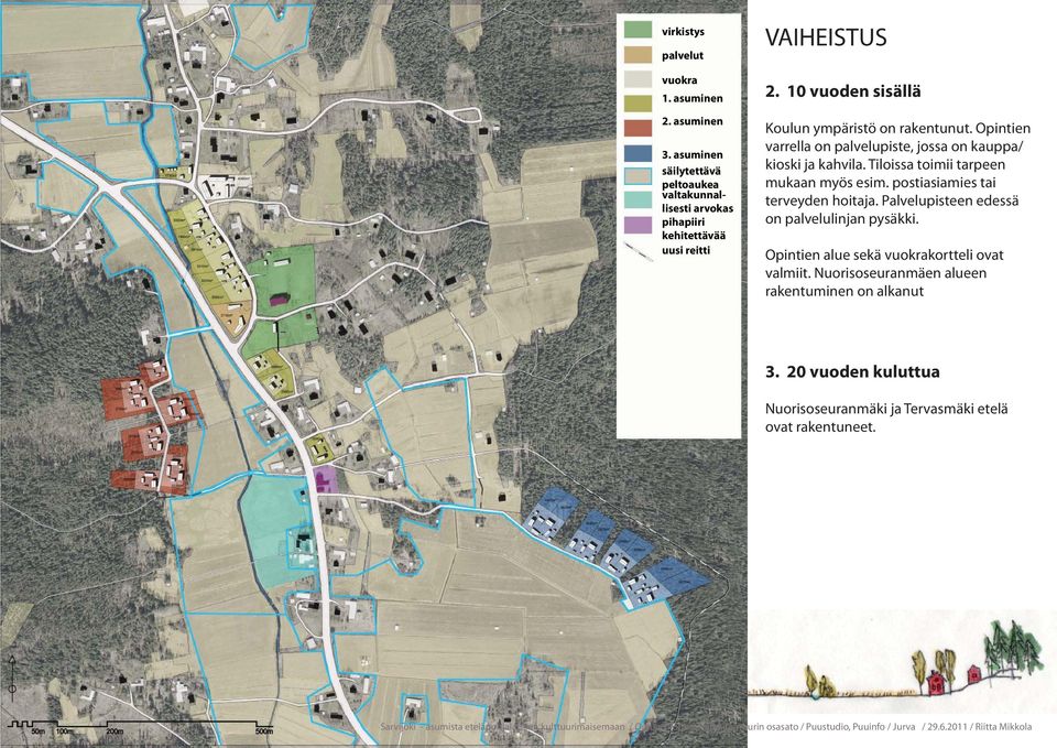 10 vuoden sisällä Koulun ympäristö on rakentunut. Opintien varrella on palvelupiste, jossa on kauppa/ kioski ja kahvila.