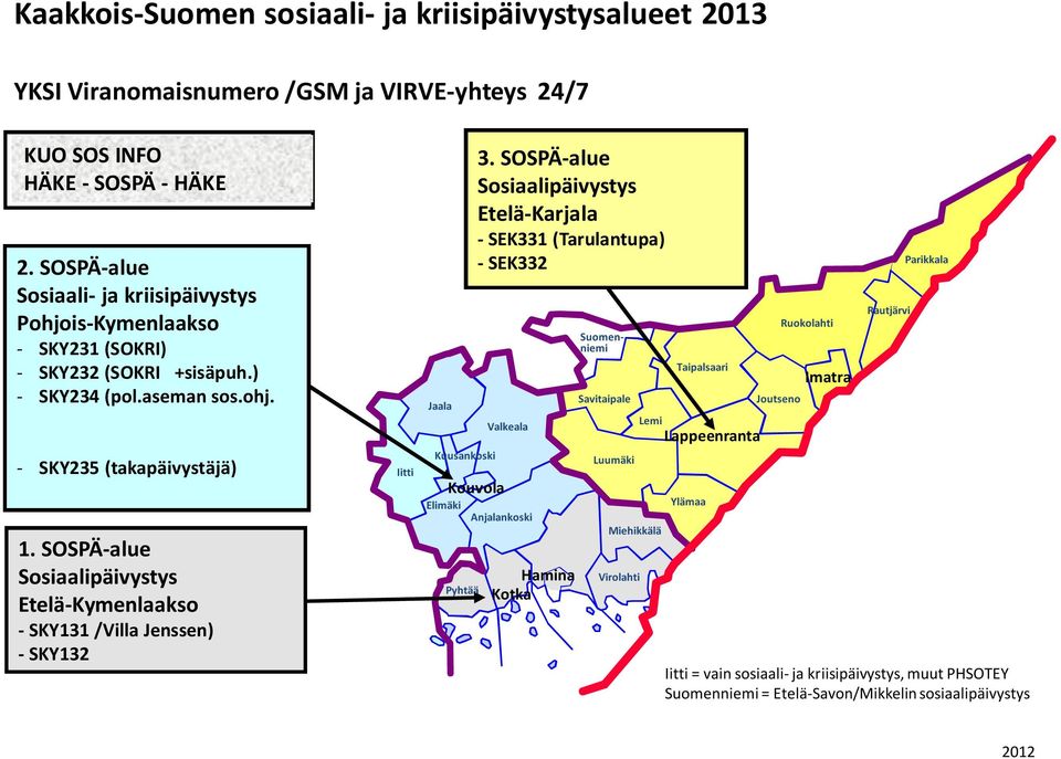 SOSPÄ-alue Sosiaalipäivystys Etelä-Kymenlaakso - SKY131 /Villa Jenssen) - SKY132 Iitti Jaala Kuusankoski Elimäki Pyhtää 3.