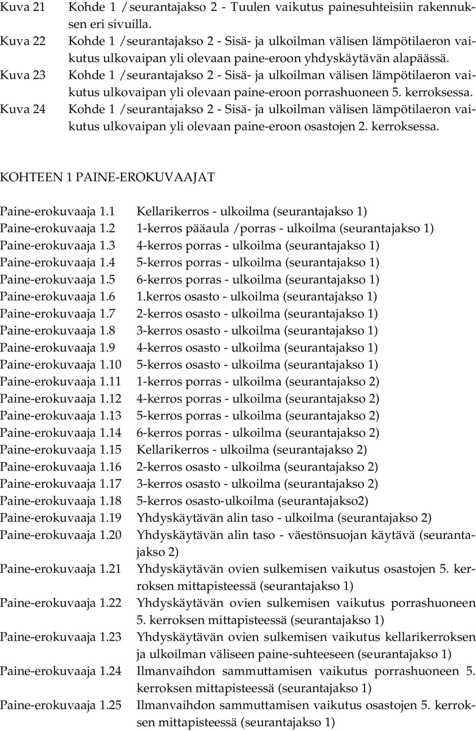 Kohde 1 / seurantajakso 2 - Sisä- ja ulkoilman välisen lämpötilaeron vaikutus ulkovaipan yli olevaan paine-eroon porrashuoneen 5. kerroksessa.