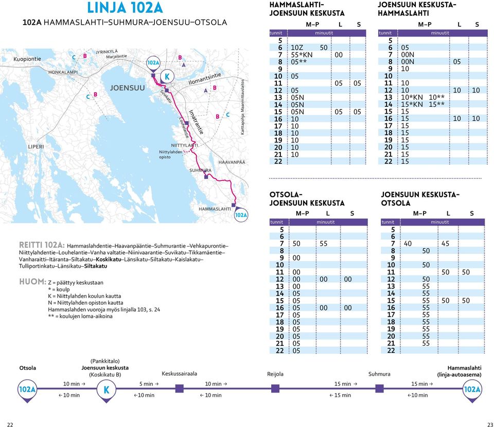 10 10 13 10*KN 10** 14 1*KN 1** 1 1 16 1 10 10 17 1 18 1 19 1 20 1 21 1 22 1 HMMHTI reitti 102: Hammaslahdentie Haavanpääntie uhmurantie Vehkapurontie Niittylahdentie ouhelantie Vanha valtatie