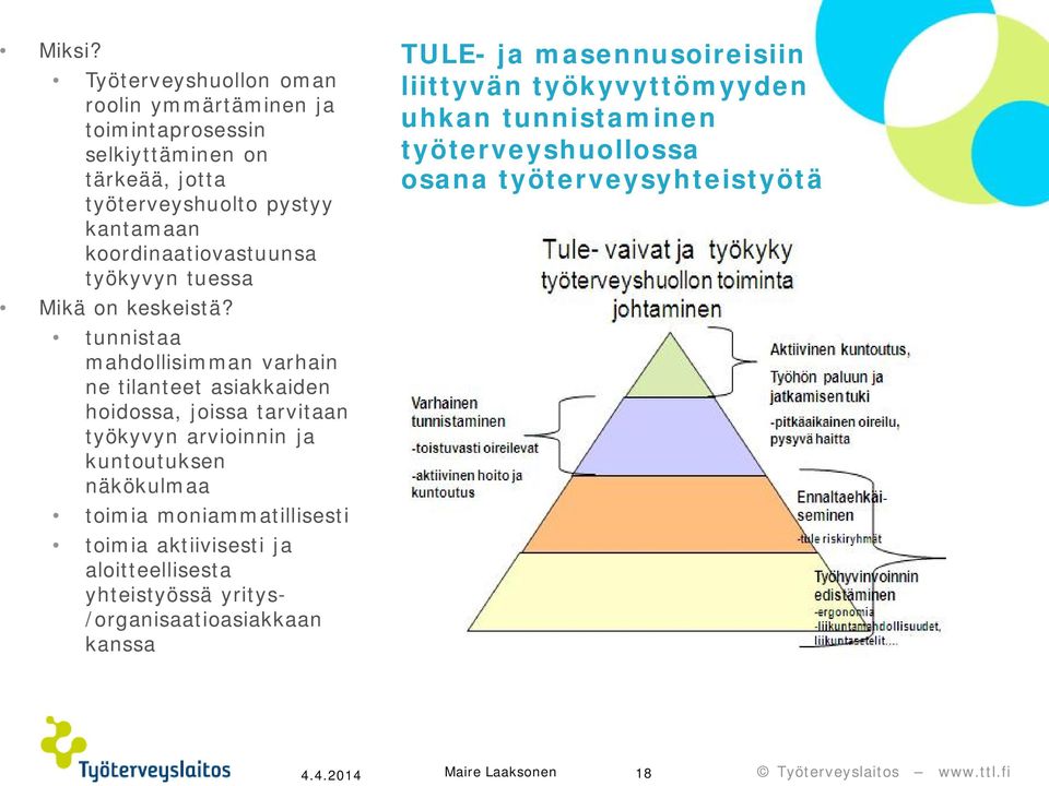 koordinaatiovastuunsa työkyvyn tuessa Mikä on keskeistä?