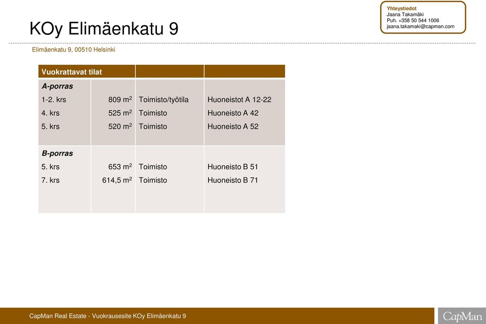 krs 525 m 2 Toimisto Huoneisto A 42 5.