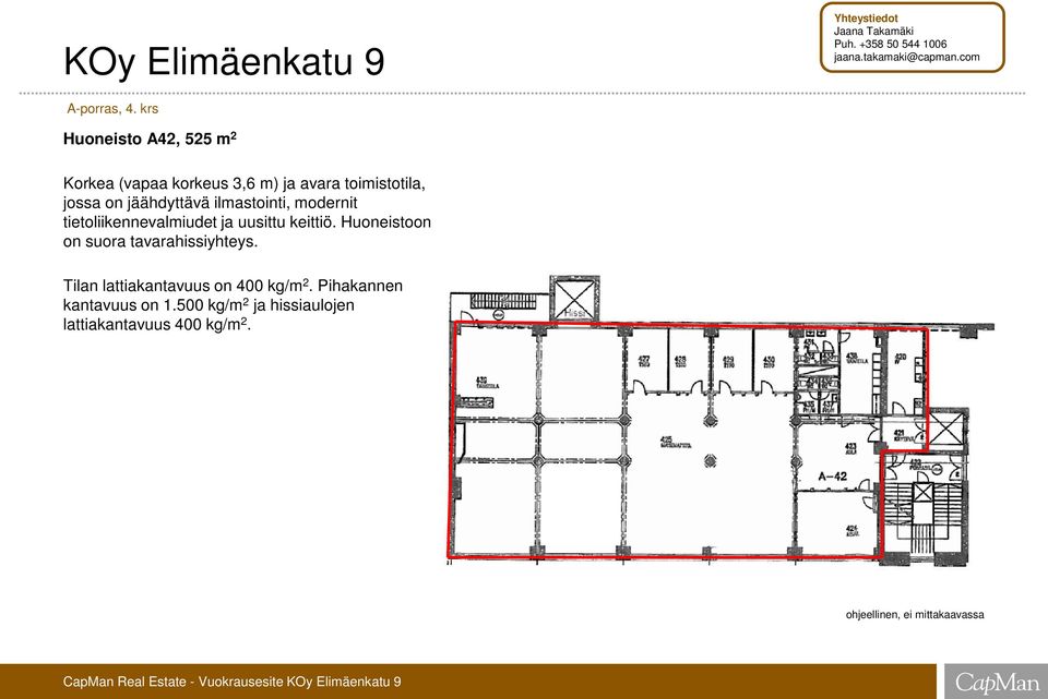 jossa on jäähdyttävä ilmastointi, modernit tietoliikennevalmiudet ja uusittu