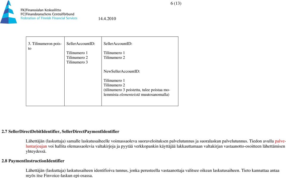 poistaa molemmista elementeistä muutosanomalla) 2.