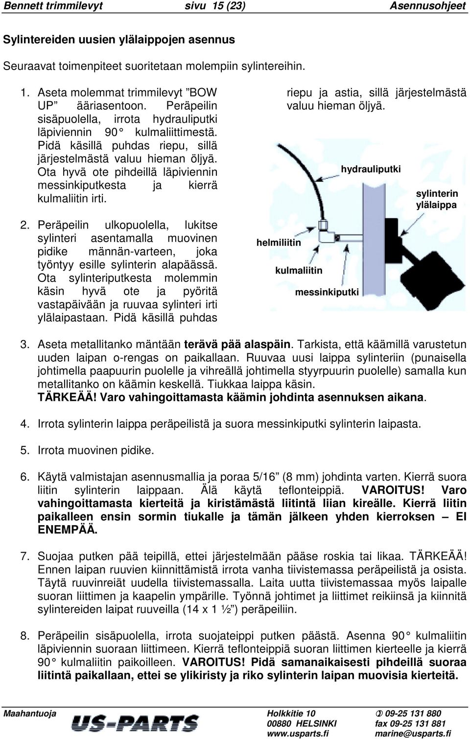 Ota hyvä ote pihdeillä läpiviennin messinkiputkesta ja kierrä kulmaliitin irti. 2.