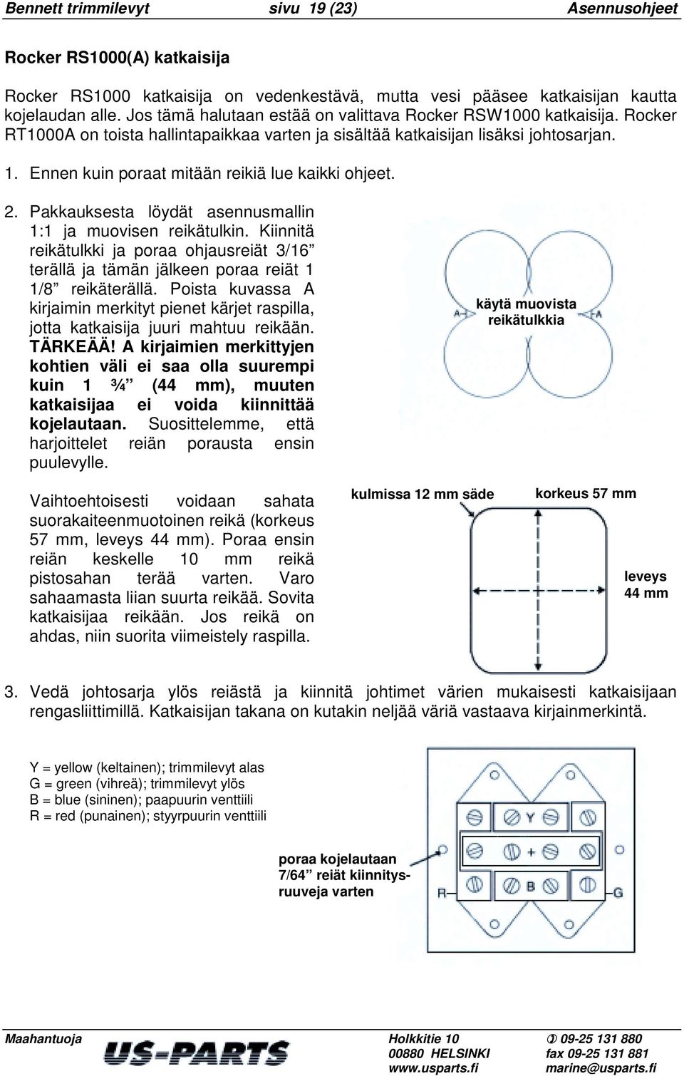 Ennen kuin poraat mitään reikiä lue kaikki ohjeet. 2. Pakkauksesta löydät asennusmallin 1:1 ja muovisen reikätulkin.