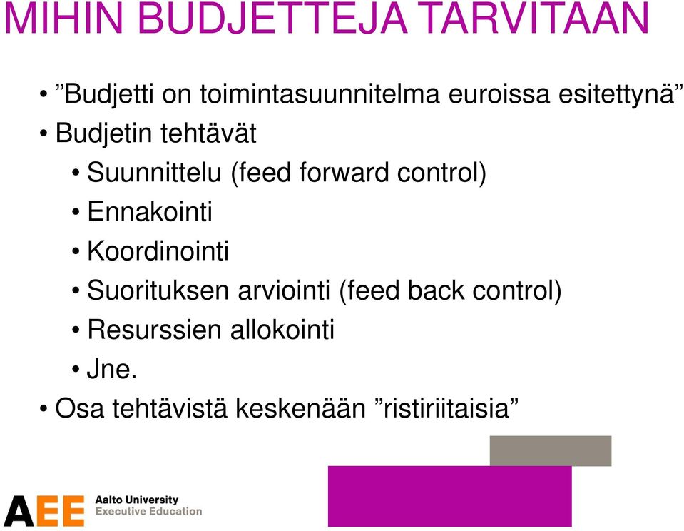 control) Ennakointi Koordinointi Suorituksen arviointi (feed back