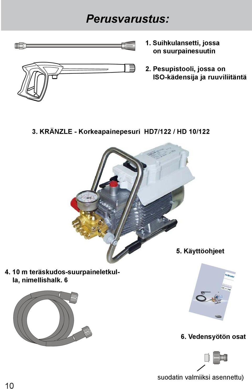 KRÄNZLE - Korkeapainepesuri HD7/122 / HD 10/122 5. Käyttöohjeet 4.