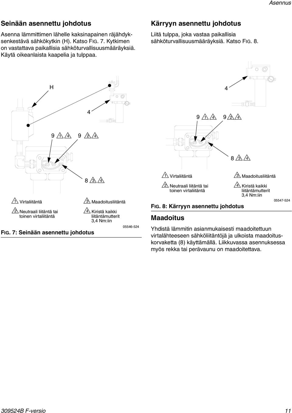 H 4 4 9 4 9 4 9 4 9 4 8 4 Virtaliitäntä Neutraali liitäntä tai toinen virtaliitäntä FIG.