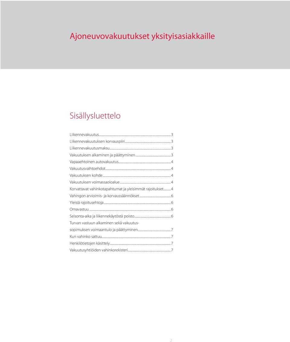 ..4 Korvattavat vahinkotapahtumat ja yleisimmät rajoitukset...4 Vahingon arvioimis- ja korvaussäännökset...6 Yleisiä rajoitusehtoja...6 Omavastuu.