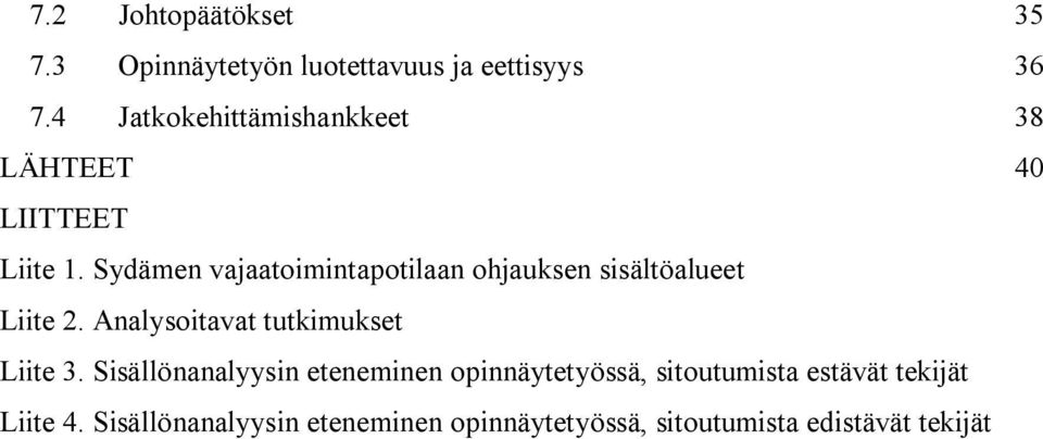 Sydämen vajaatoimintapotilaan ohjauksen sisältöalueet Liite 2. Analysoitavat tutkimukset Liite 3.