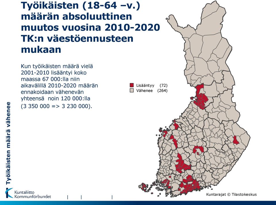 työikäisten määrä vielä 2001-2010 lisääntyi koko maassa 67 000:lla niin aikavälillä