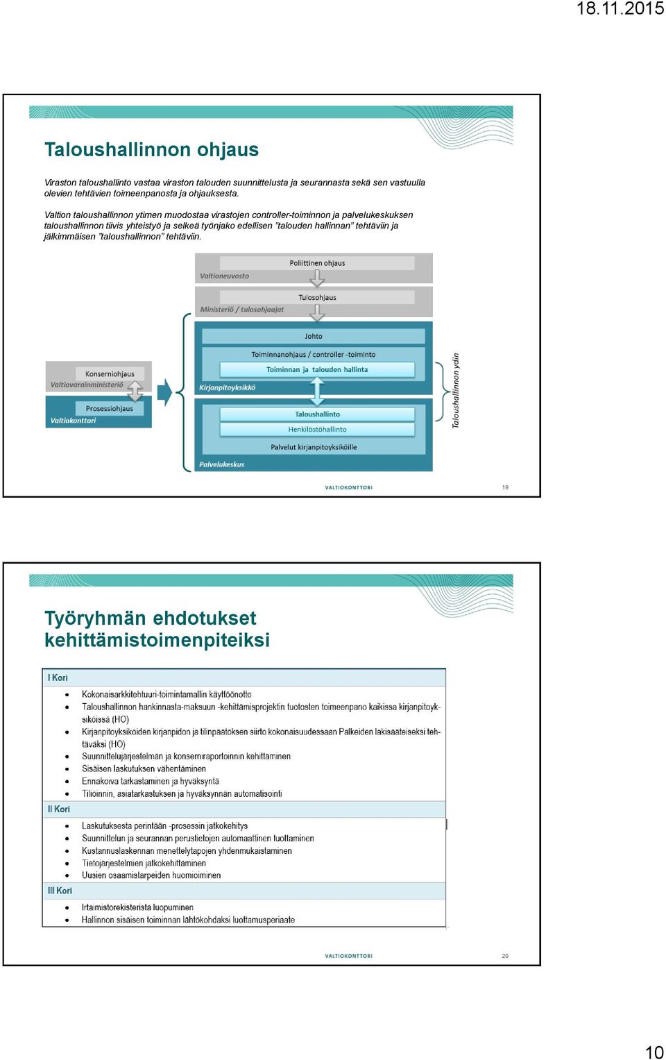 Valtion taloushallinnon ytimen muodostaa virastojen controller-toiminnon ja palvelukeskuksen taloushallinnon