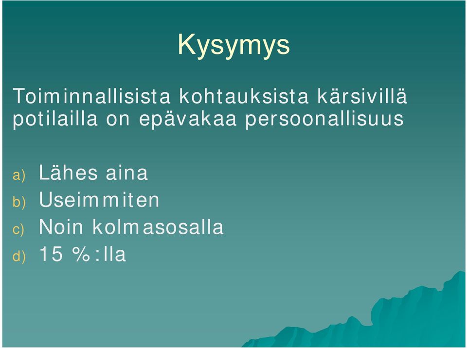 on epävakaa persoonallisuus a) Lähes