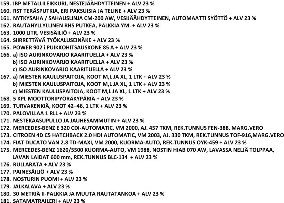 SIIRRETTÄVÄ TYÖKALUSEINÄKE + ALV 23 % 165. POWER 902 i PUIKKOHITSAUSKONE 85 A + ALV 23 % 166.