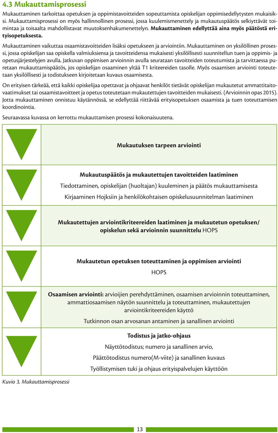 Mukauttaminen edellyttää aina myös päätöstä erityisopetuksesta. Mukauttaminen vaikuttaa osaamistavoitteiden lisäksi opetukseen ja arviointiin.