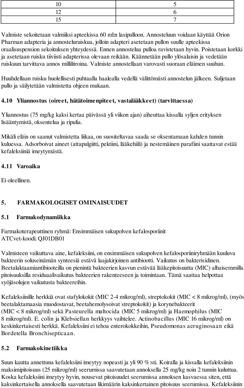 Ennen annostelua pulloa ravistetaan hyvin. Poistetaan korkki ja asetetaan ruisku tiiviisti adapterissa olevaan reikään.