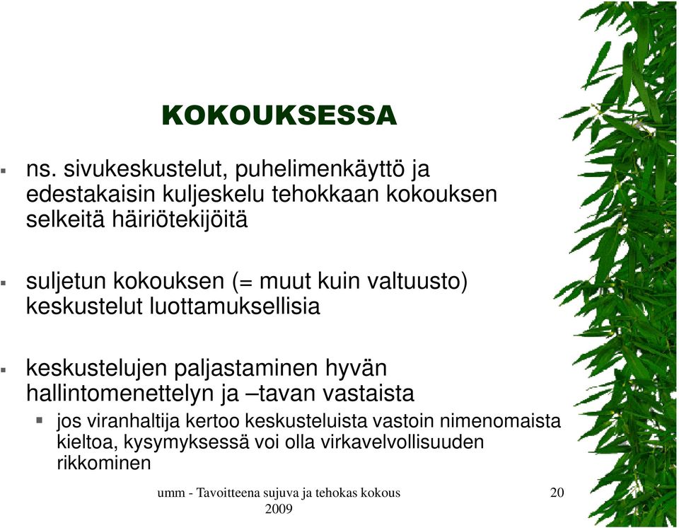 häiriötekijöitä suljetun kokouksen (= muut kuin valtuusto) keskustelut luottamuksellisia
