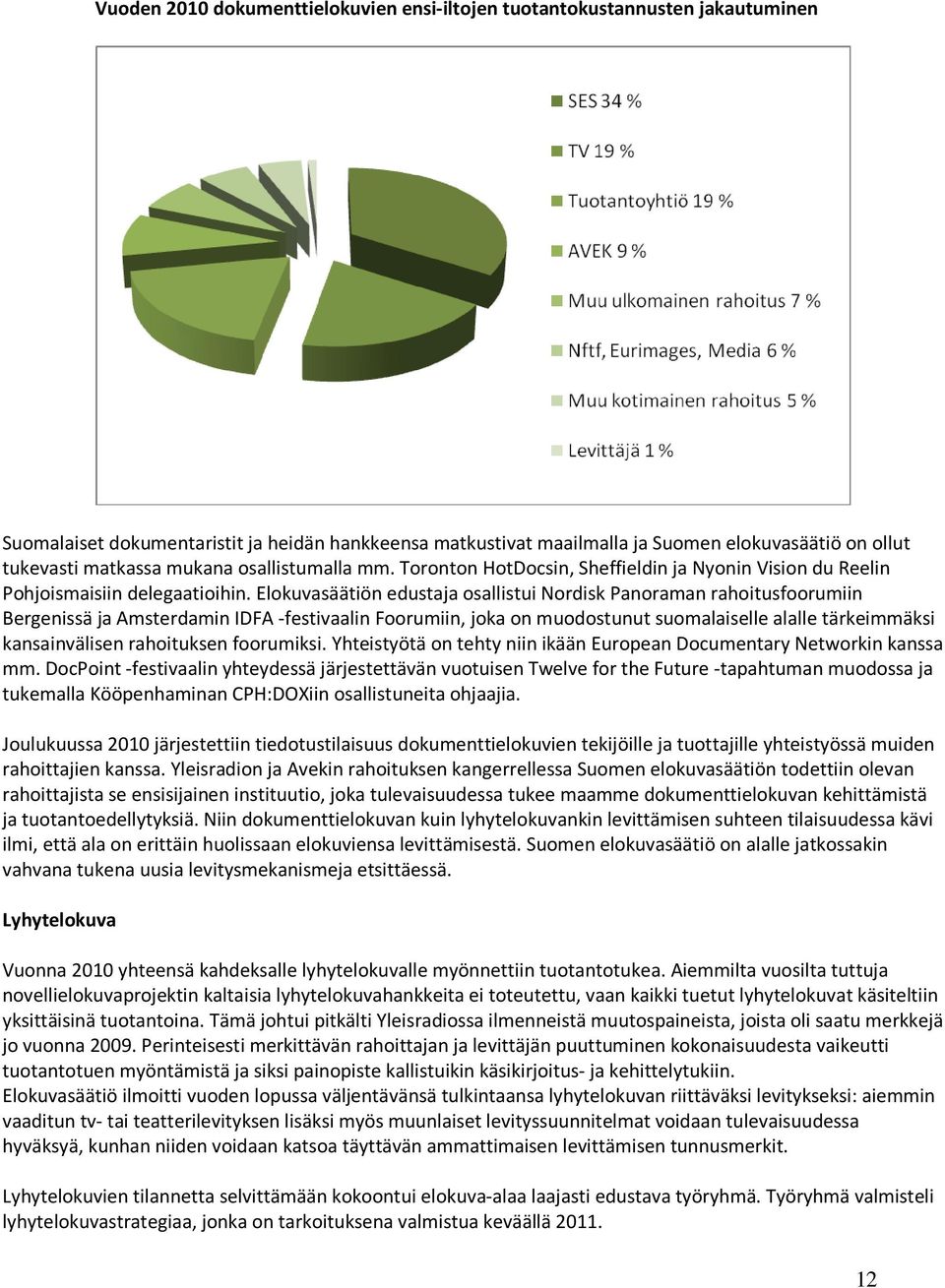 Elokuvasäätiön edustaja osallistui Nordisk Panoraman rahoitusfoorumiin Bergenissä ja Amsterdamin IDFA -festivaalin Foorumiin, joka on muodostunut suomalaiselle alalle tärkeimmäksi kansainvälisen