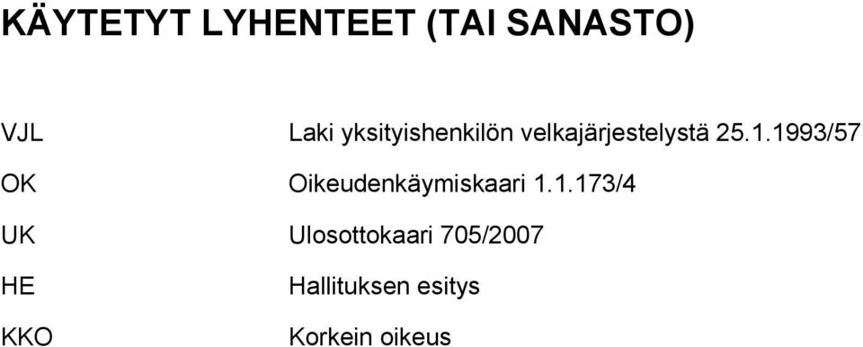 1993/57 OK Oikeudenkäymiskaari 1.1.173/4 UK