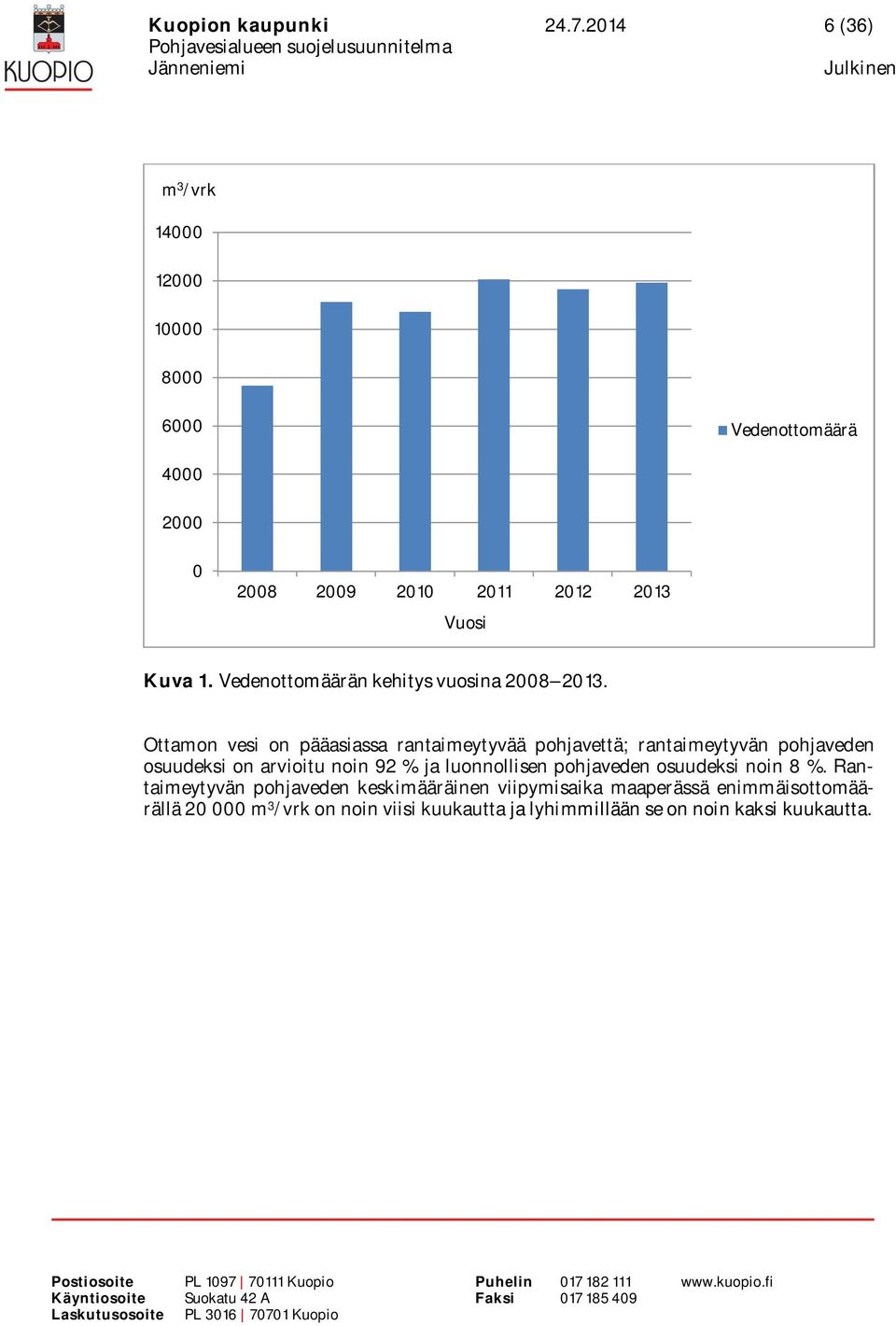 Ottamon vesi on pääasiassa rantaimeytyvää pohjavettä; rantaimeytyvän pohjaveden osuudeksi on arvioitu noin 92 % ja