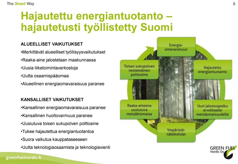 energiaomavaraisuus paranee KANSALLISET VAIKUTUKSET Kansallinen energiaomavaraisuus paranee Kansallinen huoltovarmuus paranee