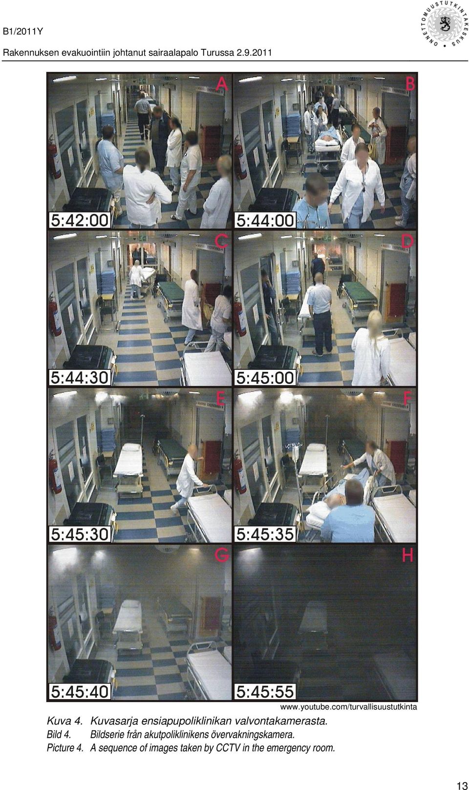Bildserie från akutpoliklinikens övervakningskamera.