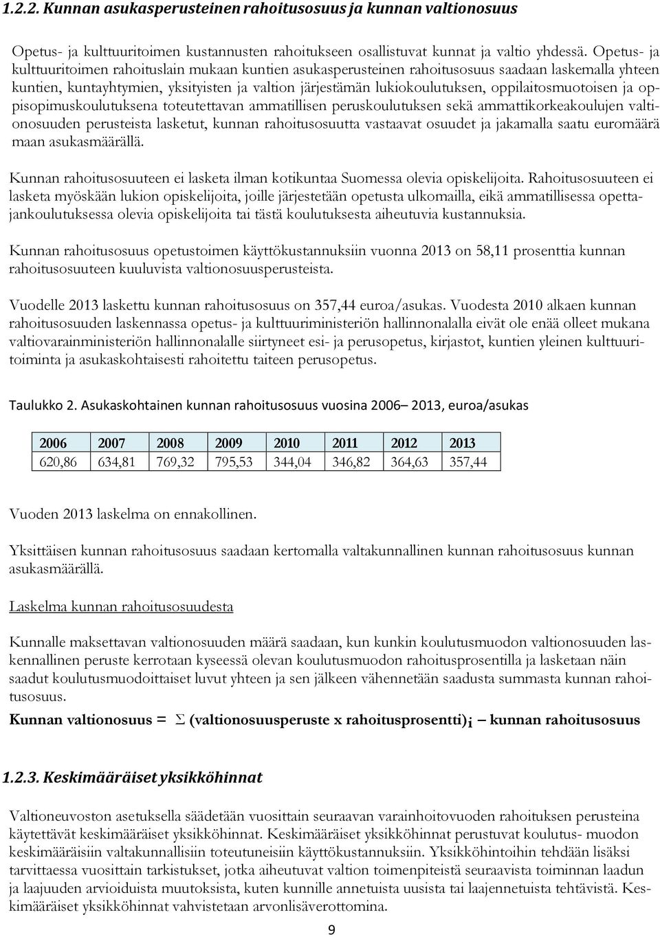 oppilaitosmuotoisen ja oppisopimuskoulutuksena toteutettavan ammatillisen peruskoulutuksen sekä ammattikorkeakoulujen valtionosuuden perusteista lasketut, kunnan rahoitusosuutta vastaavat osuudet ja