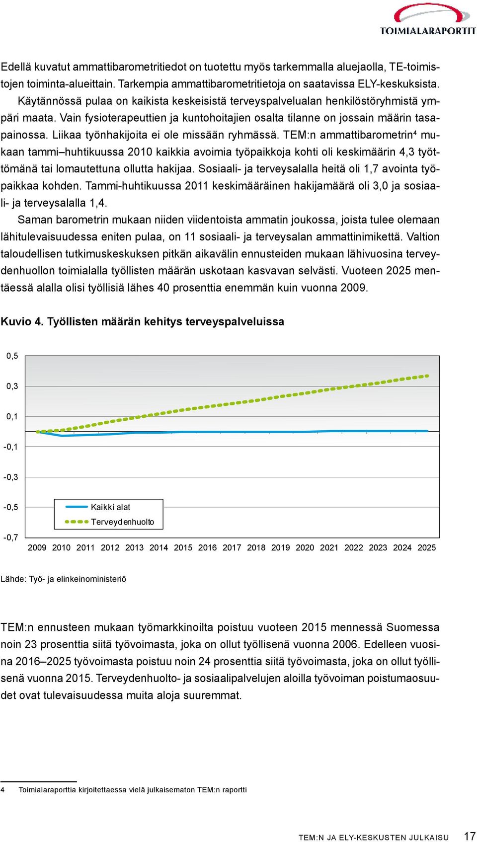 Liikaa työnhakijoita ei ole missään ryhmässä. TEM:n ammattibarometrin 4 mukaan tammi huhtikuussa 2010 kaikkia avoimia työpaikkoja kohti oli keskimäärin 4,3 työttömänä tai lomautettuna ollutta hakijaa.