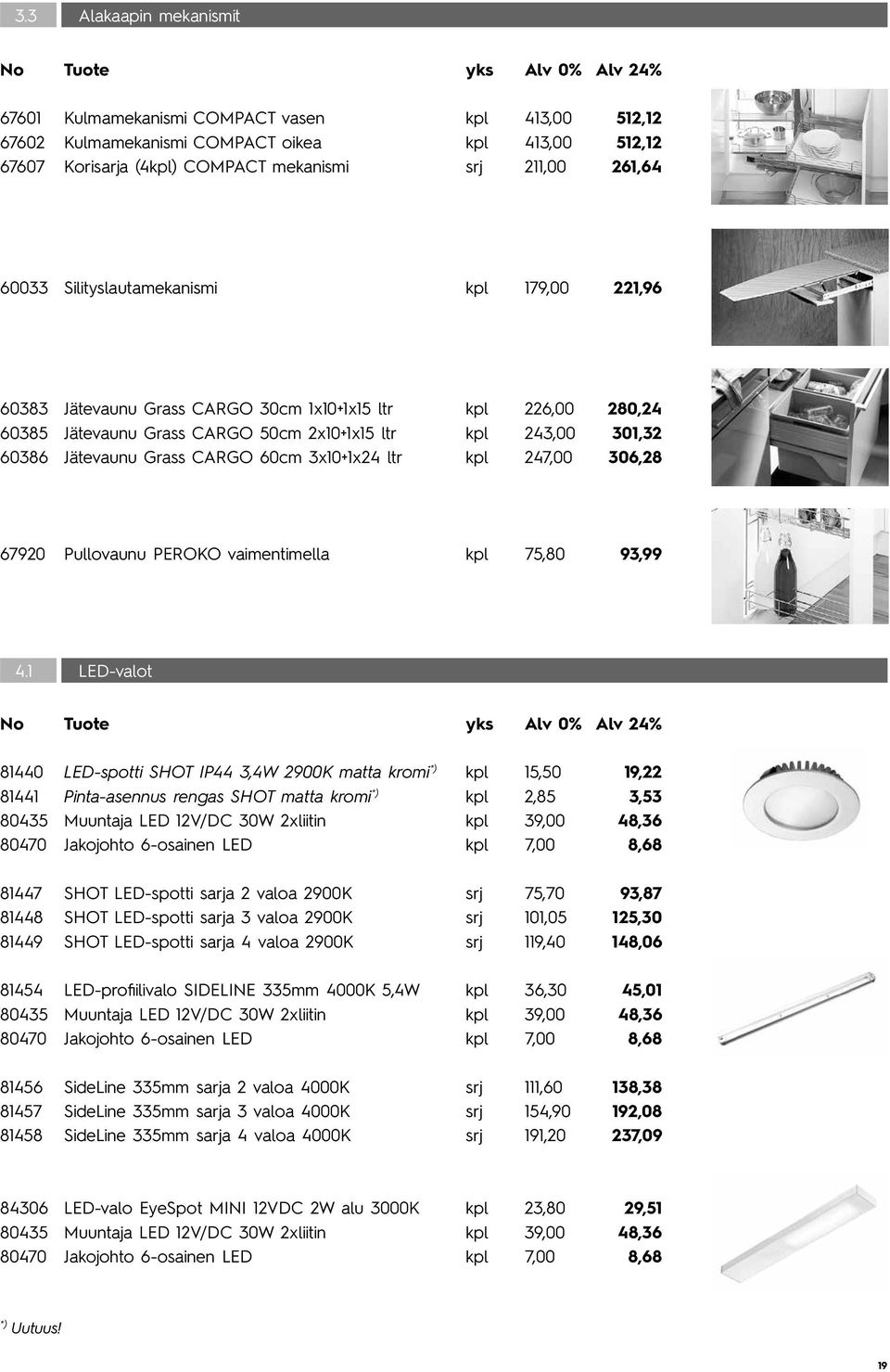 60cm 3x10+1x24 ltr kpl 247,00 306,28 67920 Pullovaunu PEROKO vaimentimella kpl 75,80 93,99 4.